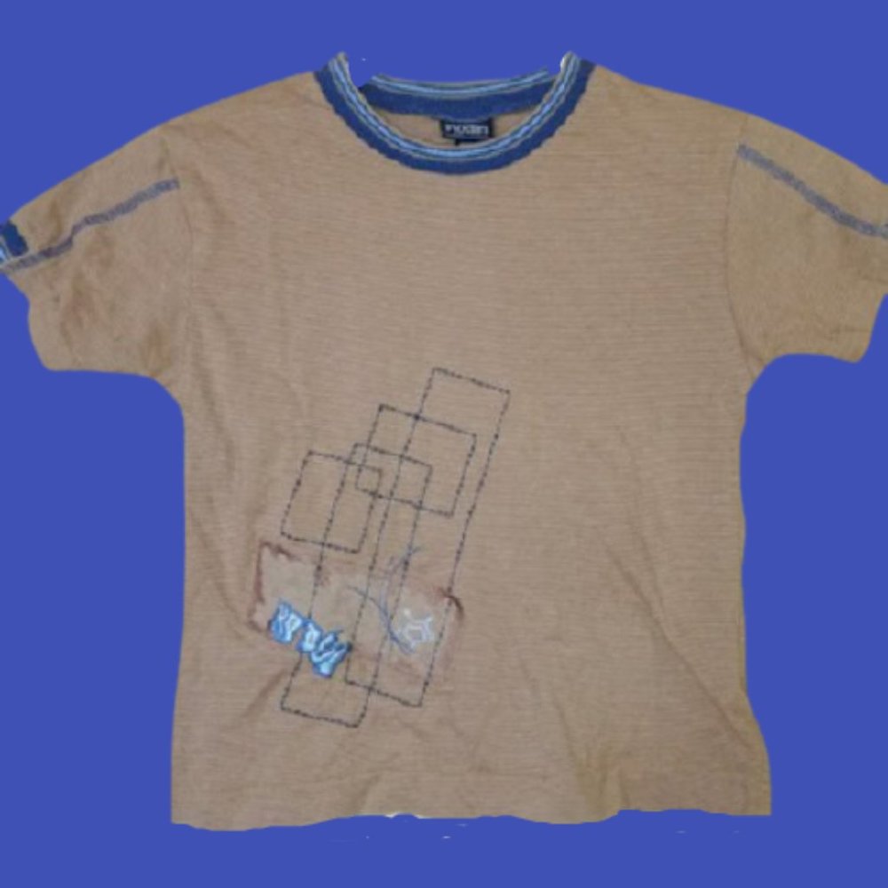 ---  Rodin Beige Blue Tee Boy Medium